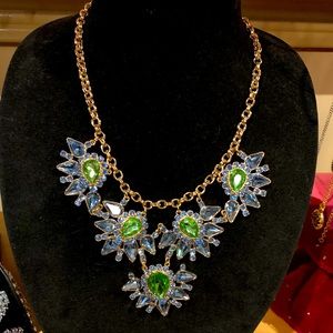 Floral and crystal statement necklace